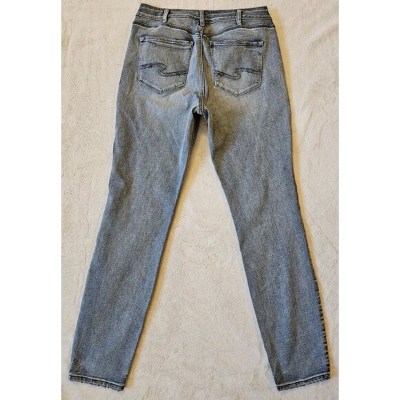Silver Jeans Co Women's 34 x 31 Light Wash Avery Skinny Jeans High-Rise - Picture 6 of 13